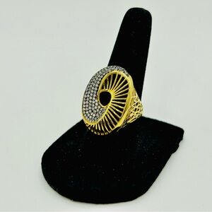 Vermeil Over 925 Sterling Silver Bold Spiral Cutout CZ Ring